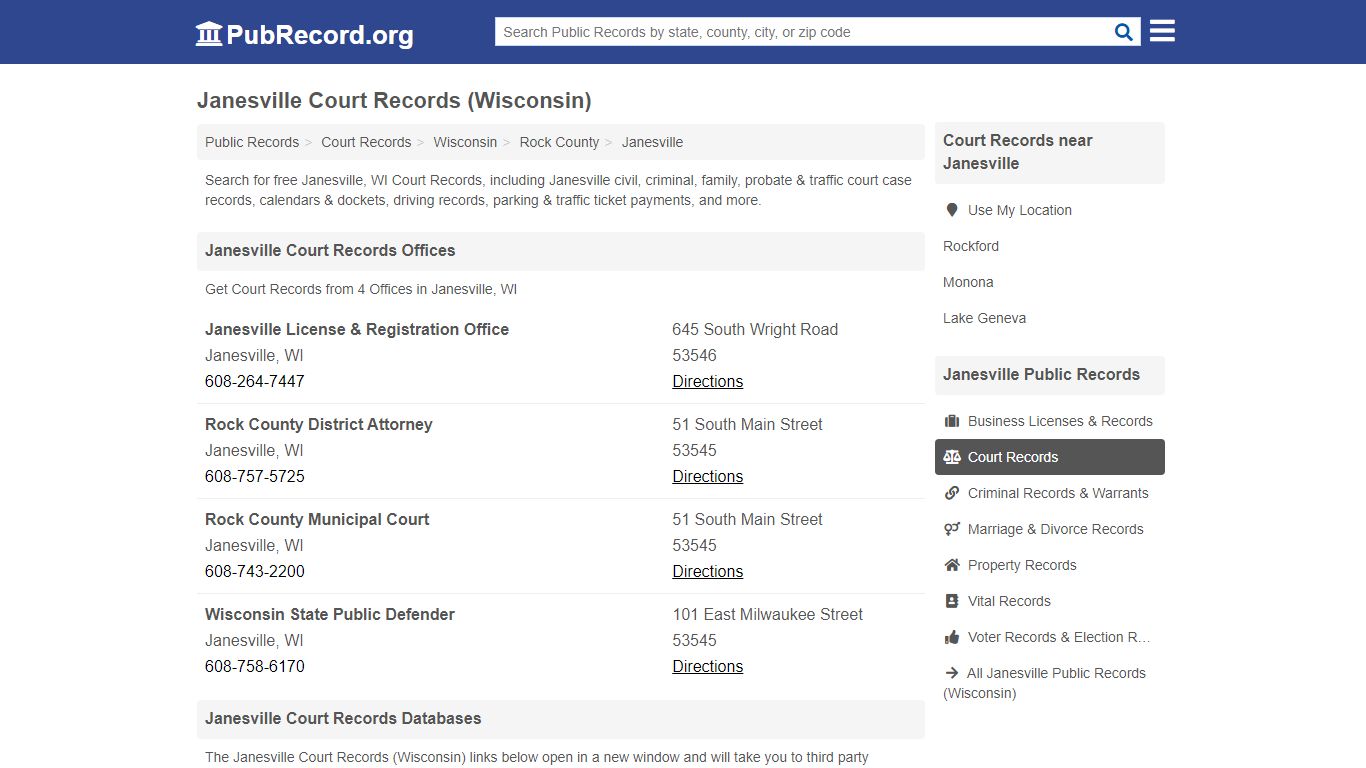 Free Janesville Court Records (Wisconsin Court Records) - PubRecord.org